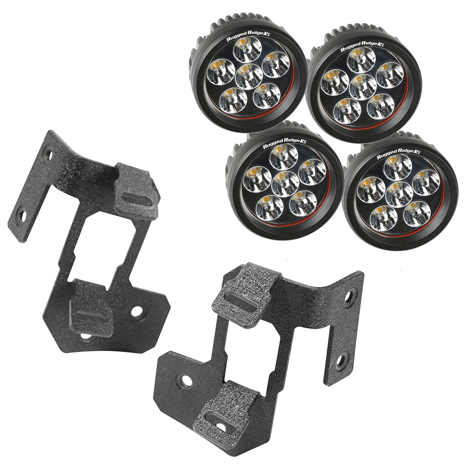 A-Pillar Light Mount Kit, Textured Black, Round LED; 07-16 Wrangler-11232.34
