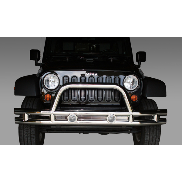 Tube Front Bumper, 3 Inch, Stainless Steel; 07-16 Jeep Wrangler JK-11563.10