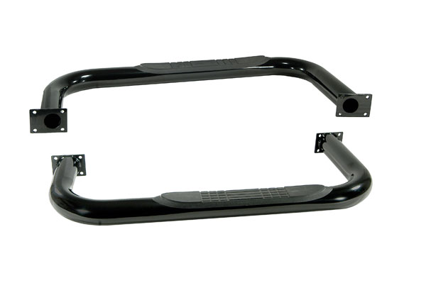 Round Tube Side Steps, 3 Inch, Black; 87-95 Jeep Wrangler YJ-11590.03