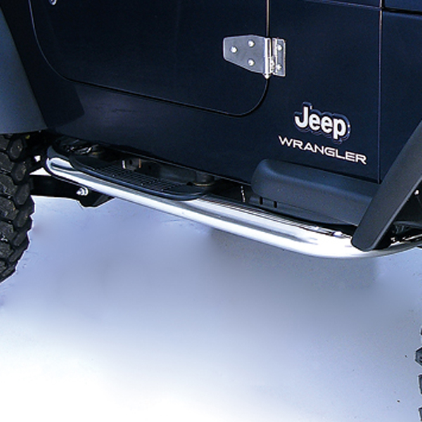 Round Tube Side Steps, 3 Inch, Stainless Steel; 97-06 Jeep Wrangler TJ-11593.04