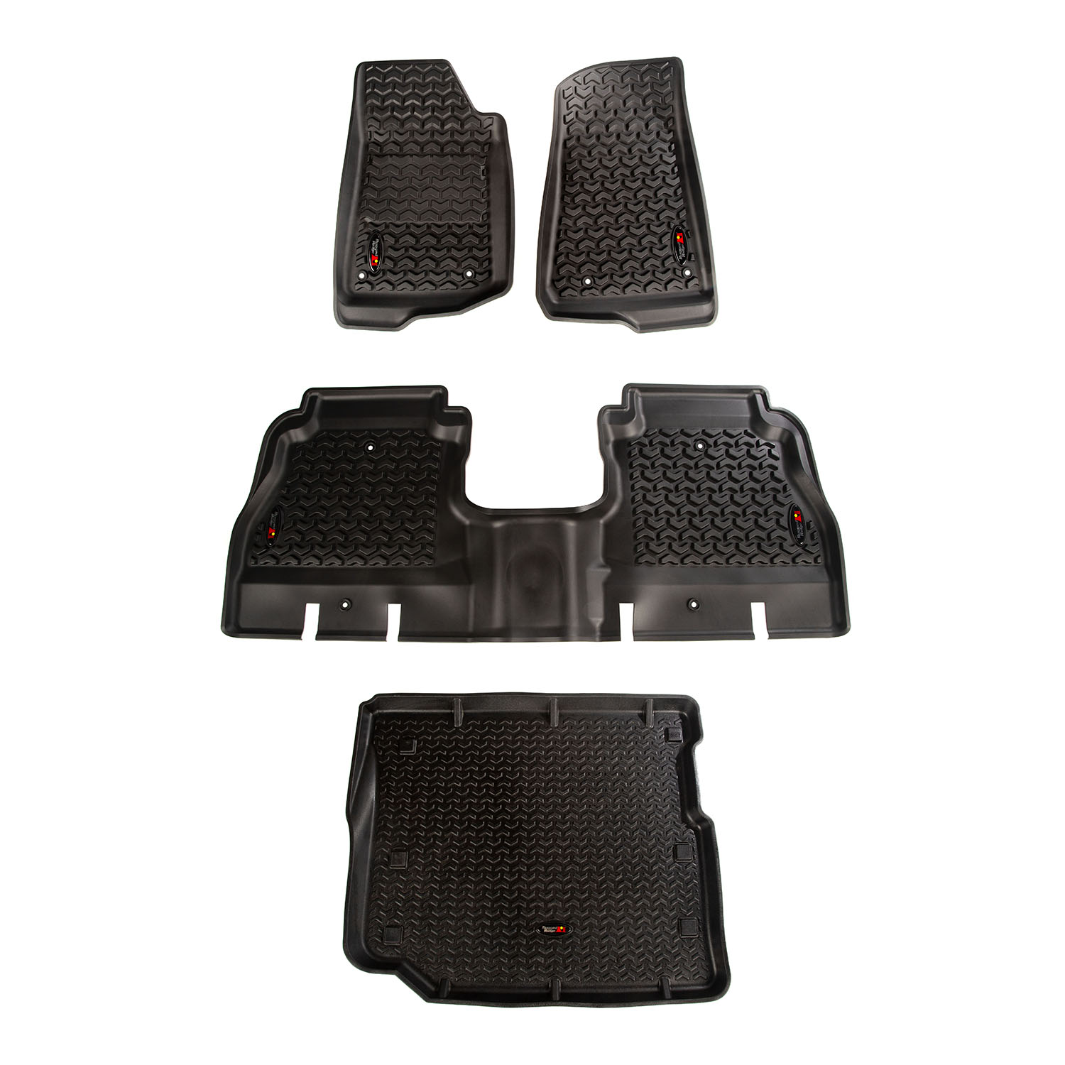 Floor Liner, Front/Rear/Cargo; Black, 2018-2020 Jeep Wrangler JL 4 Dr-12988.05