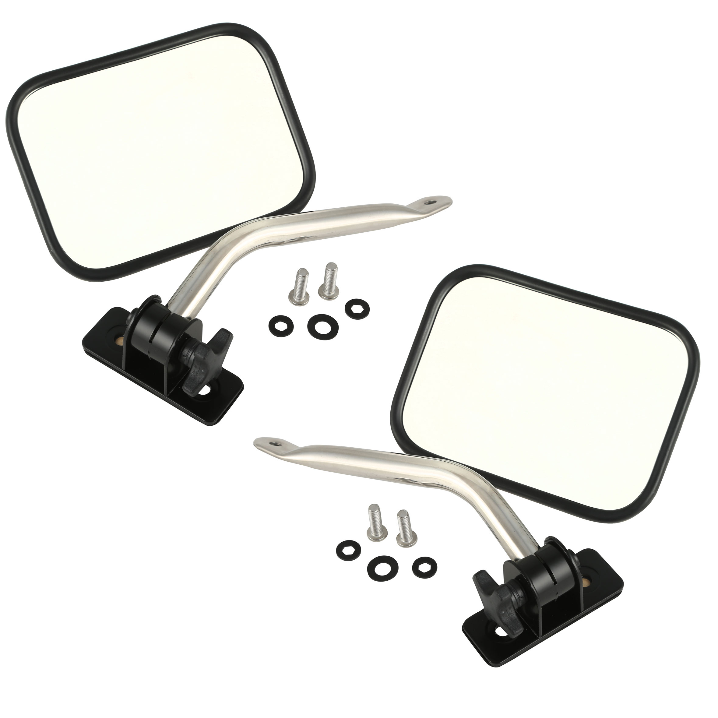 Quick Release Mirror Relocation Pair, Stainless; 97-16 Jeep Wrangler-11026.12