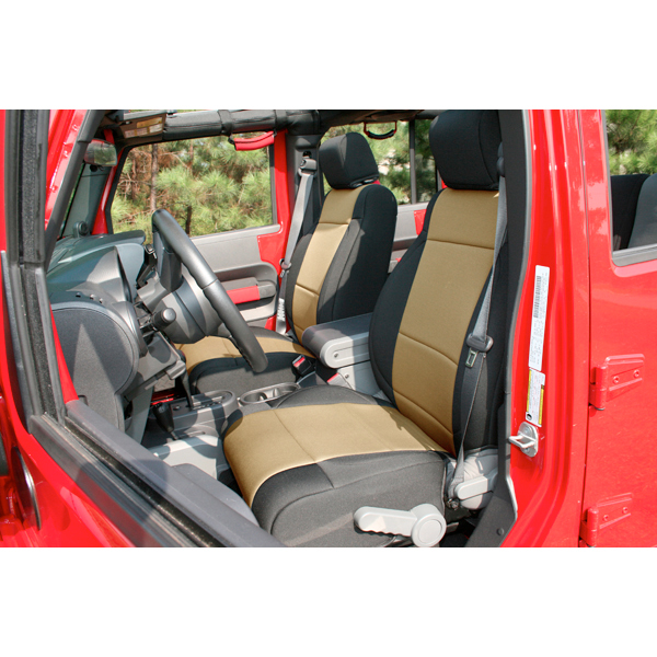Neoprene Front Seat Covers, Black/Tan; 11-16 Jeep Wrangler JK-13215.04