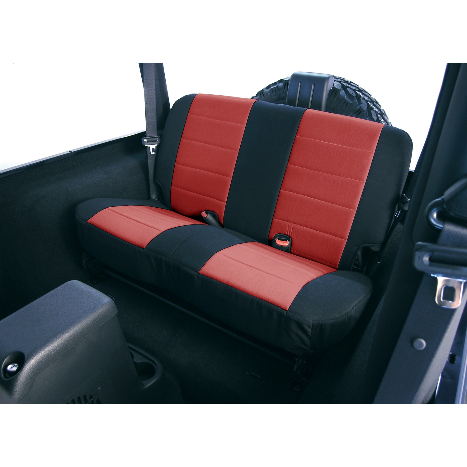 Neoprene Rear Seat Covers, Red; 80-95 Jeep CJ/Wrangler YJ-13262.53