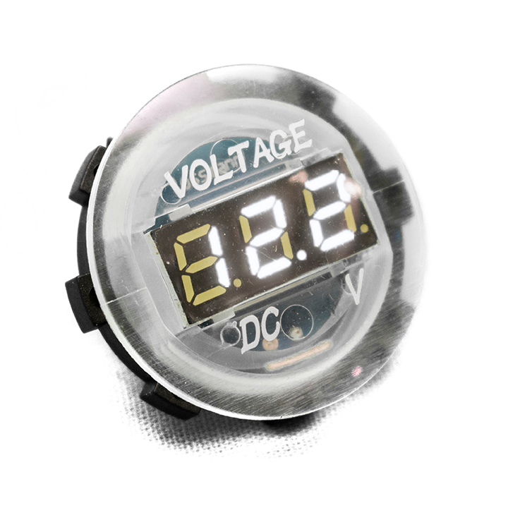 RS4010W - Clear Round Voltage Gauge w/ White Digital LED Display-RS4010W
