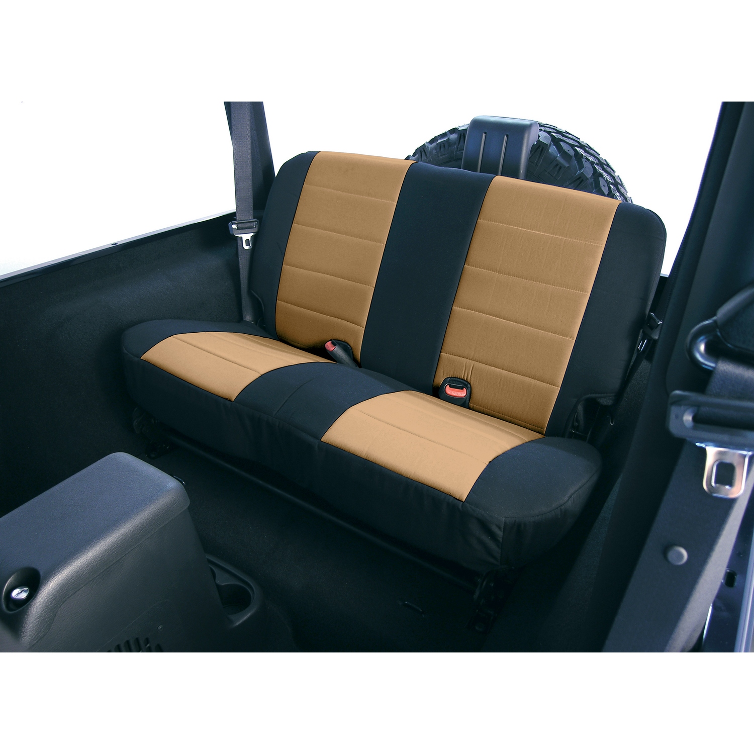 Fabric Rear Seat Covers, Tan; 03-06 Jeep Wrangler TJ-13282.04