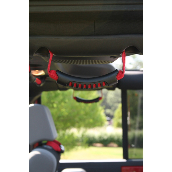 Rear Side Grab Handles, Red; 07-16 Jeep Wrangler JKU-13305.15