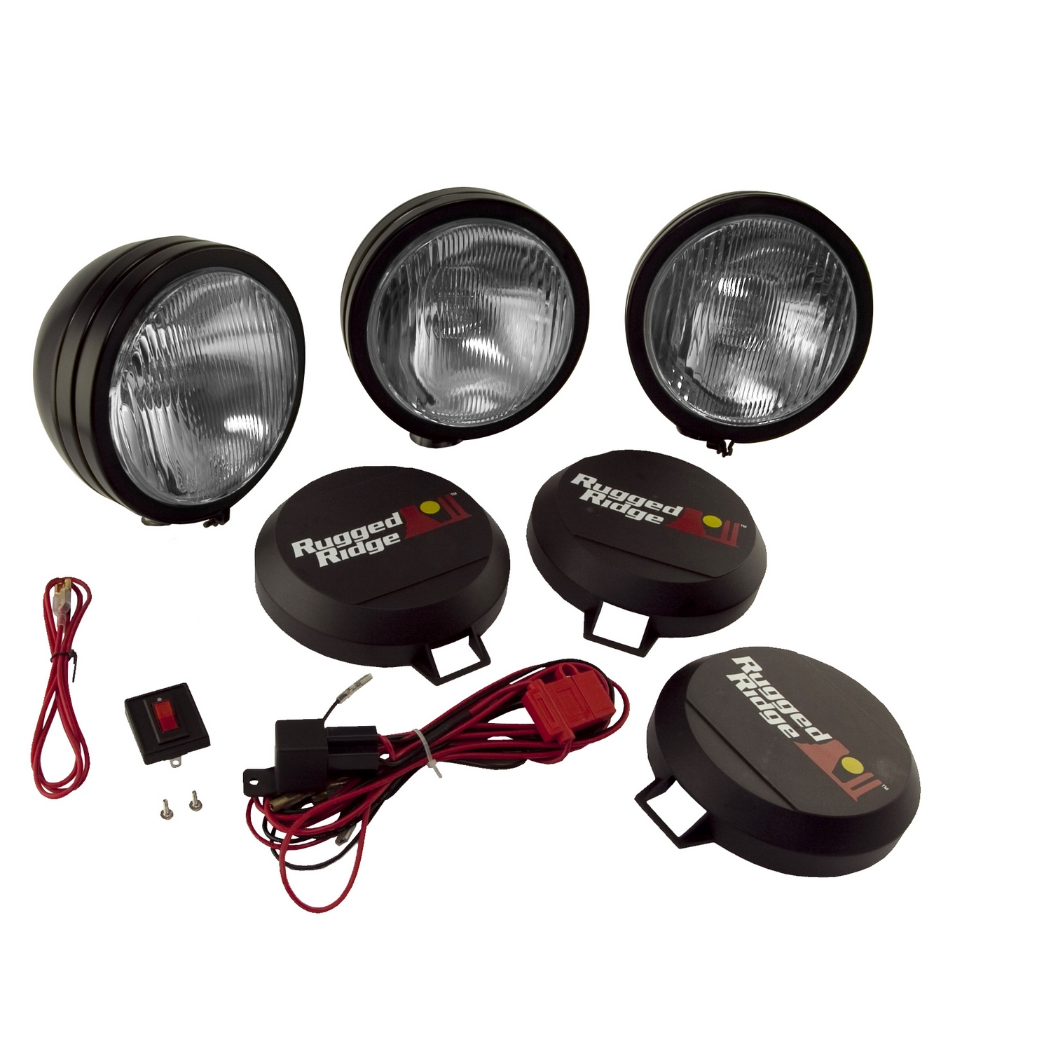 6 Inch Round HID Off Road Fog Light Kit, Black Steel Housing, Set of 3-15205.61