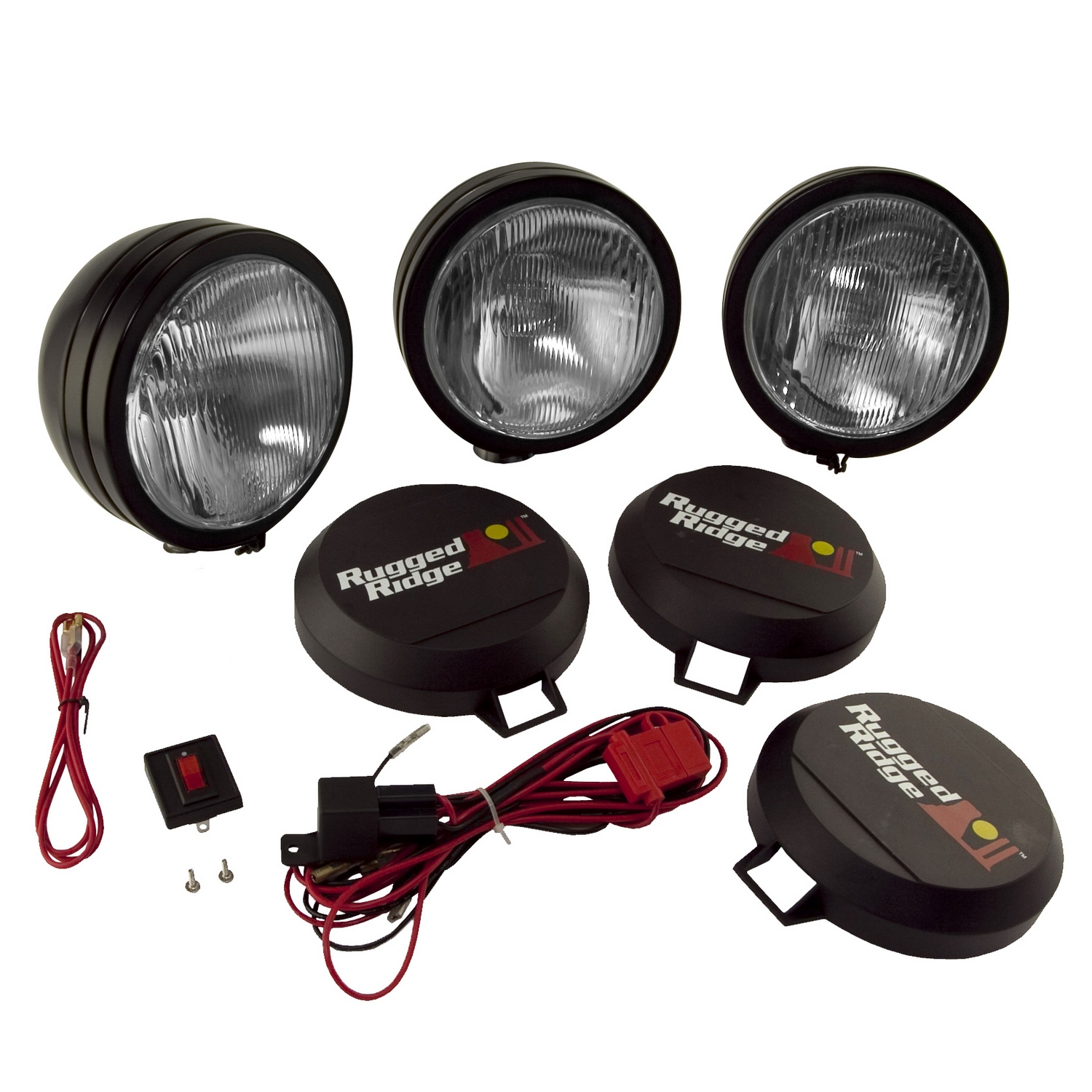 5 Inch Round HID Off Road Fog Light Kit, Black Steel Housing, Set of 3-15205.62