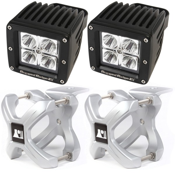 X-Clamp and Square LED Light Kit, Large, Silver, 2 Pieces-15210.11
