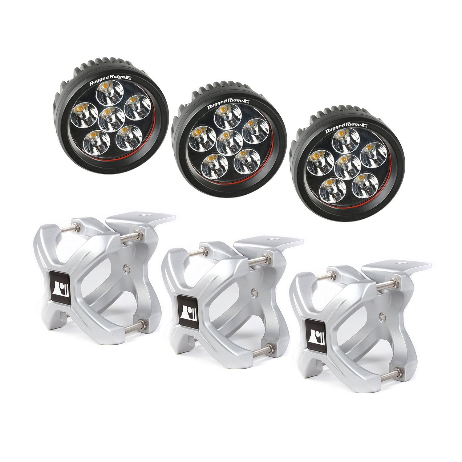 X-Clamp and Round LED Light Kit, Large, Silver, 3 Pieces-15210.15