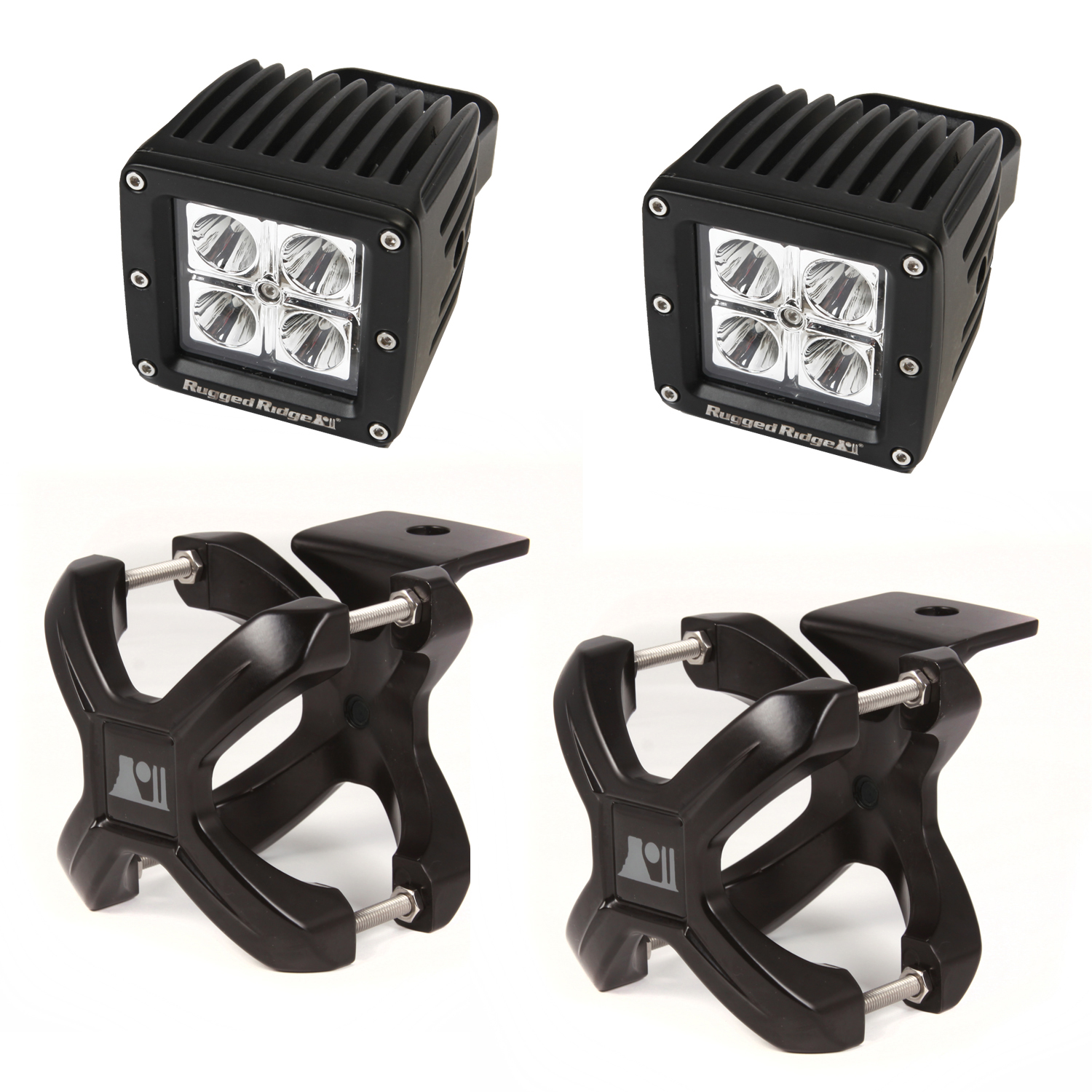 X-Clamp and Square LED Light Kit, Small, Black, 2 Pieces-15210.22 X-Clamp and Square LED Light Kit, Small, Black, 2 Pieces-15210.22