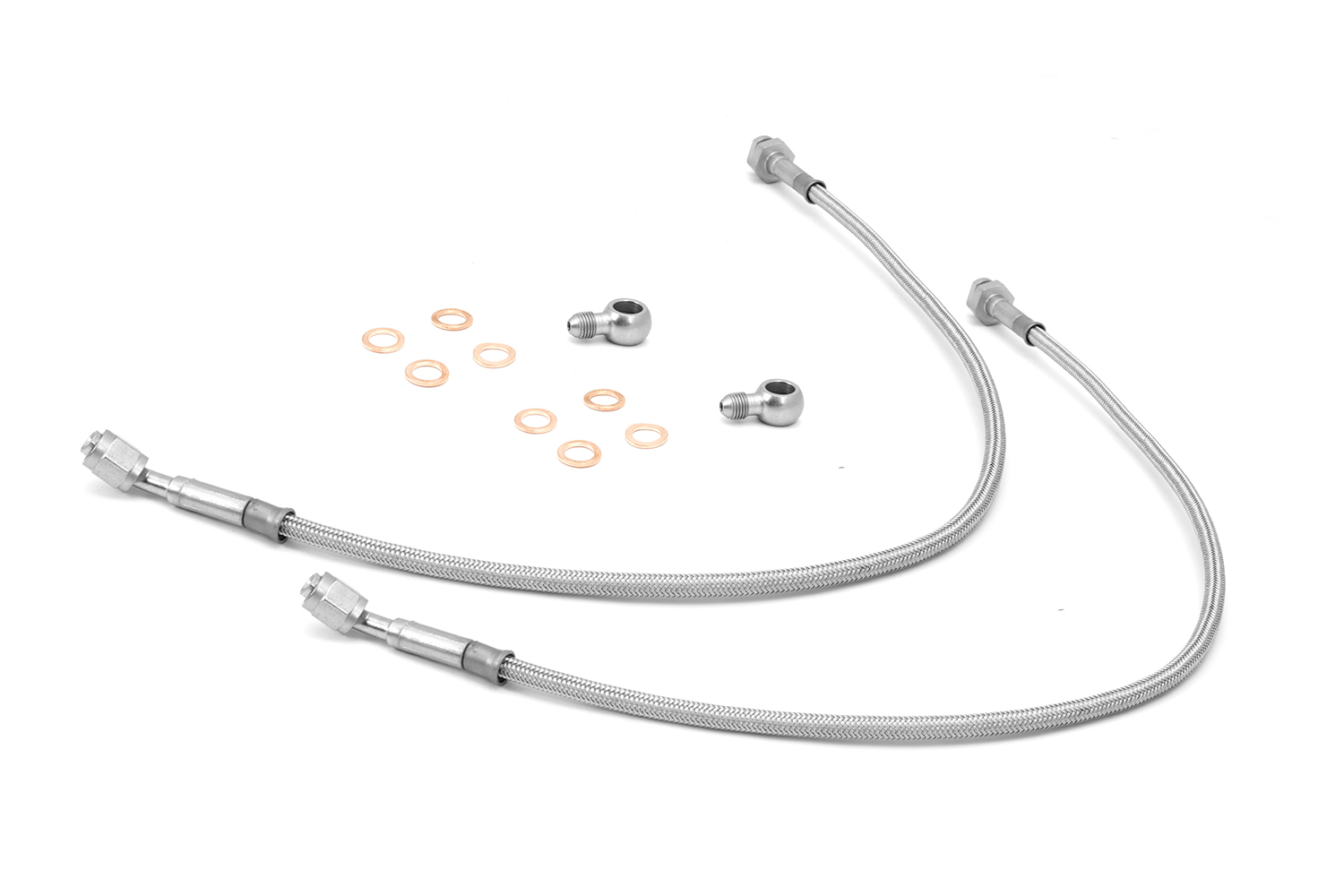 Front Brake Hoses, Stainless Steel; 97-06 Jeep Wrangler TJ-16734.08