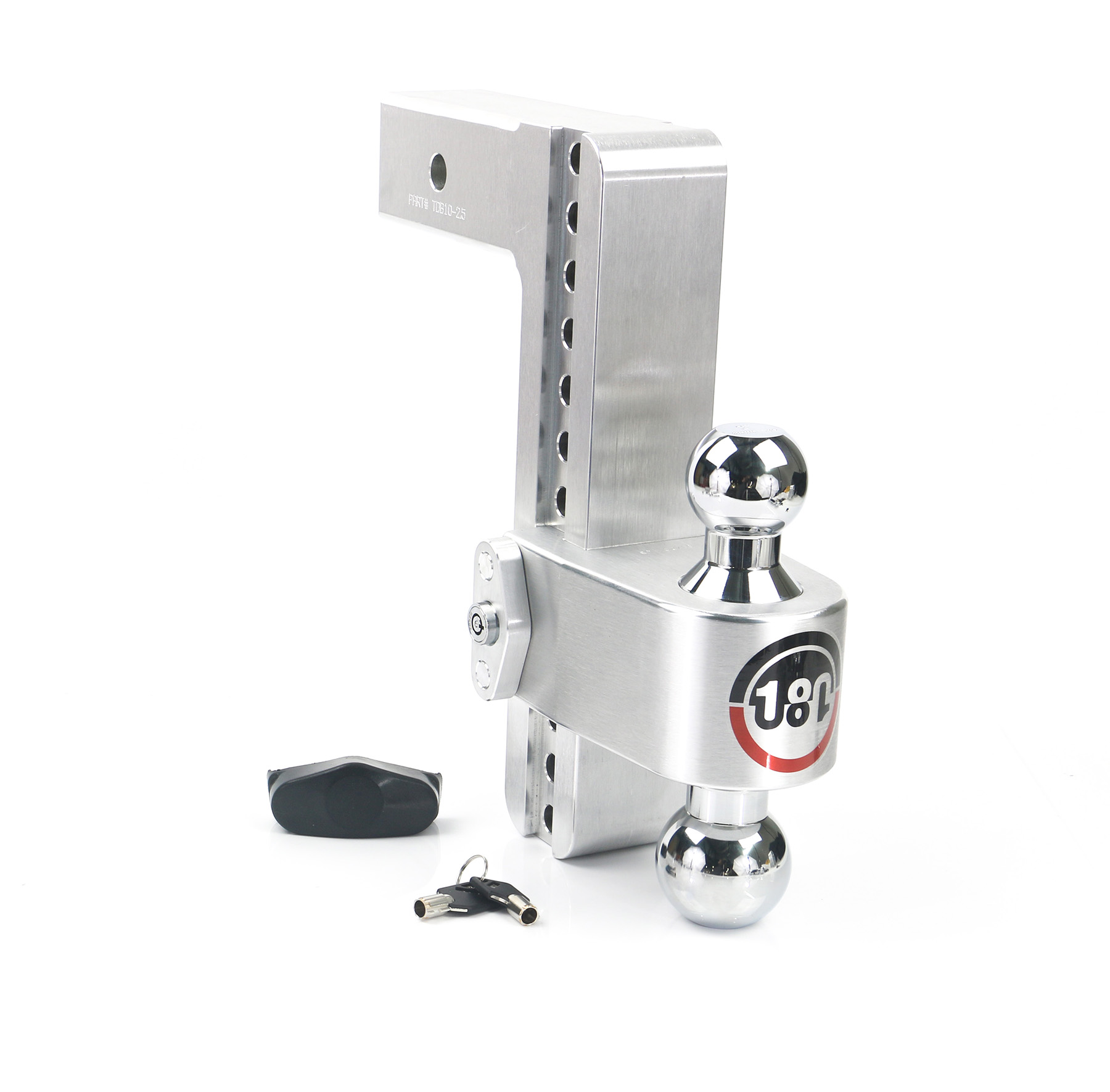 Adjustable Trailer Hitch w/ Chrome Tow Balls - 10" Drop for 2.5" Receiver - CTB10-2.5