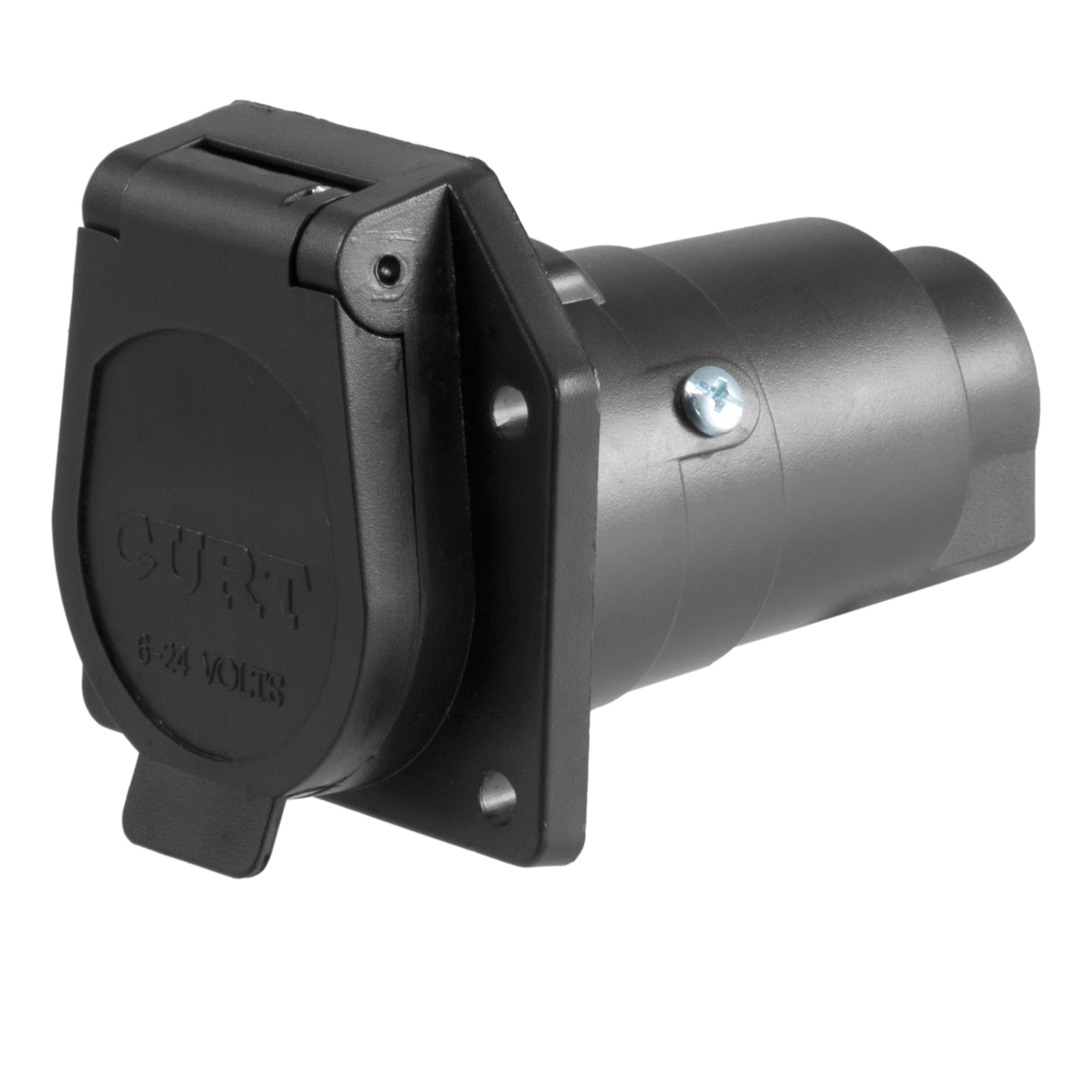 CURT 7-Way RV Blade Connector Socket (Vehicle Side, Black Plastic) - 58150