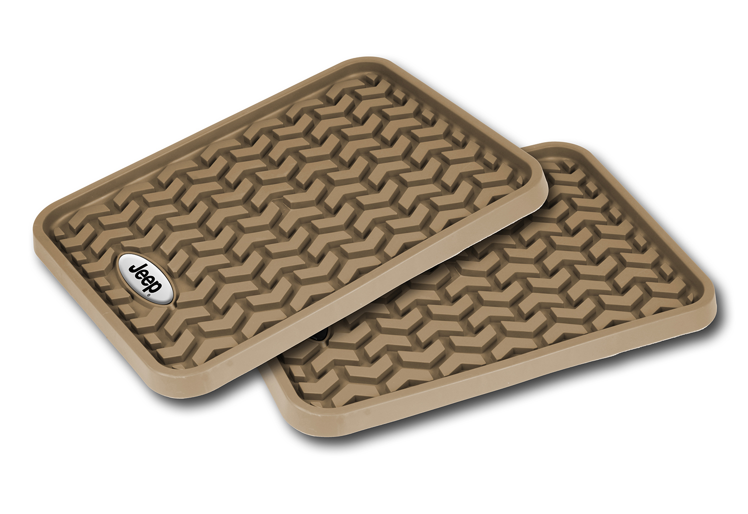 Floor Liners, Rear, Tan, Jeep Logo, Universal-DMC-83950.01