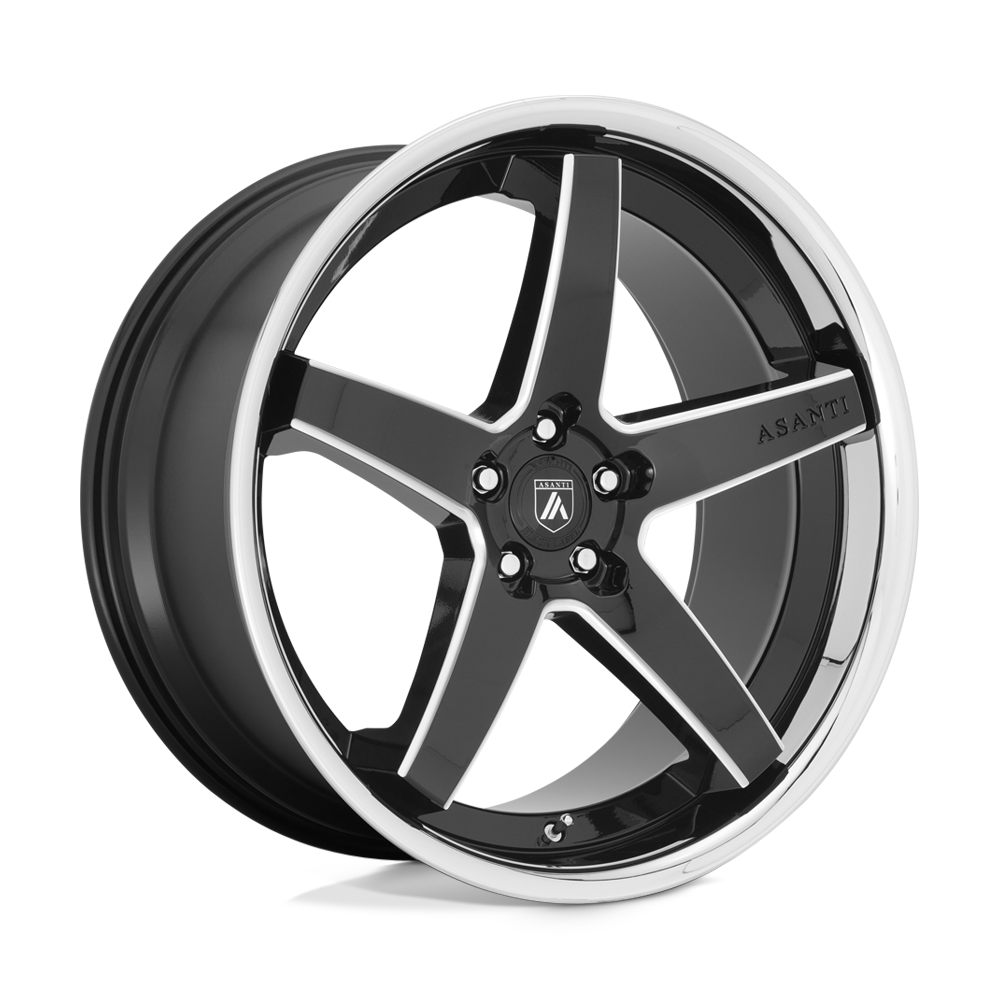 Asanti Black ABL31 REGAL 20X9 GLOSS BLACK MILLED WITH CHROME LIP 5X4.5 - ABL31-20901235BK Asanti Black ABL31 REGAL 20X9 GLOSS BLACK MILLED WITH CHROME LIP 5X4.5 - ABL31-20901235BK