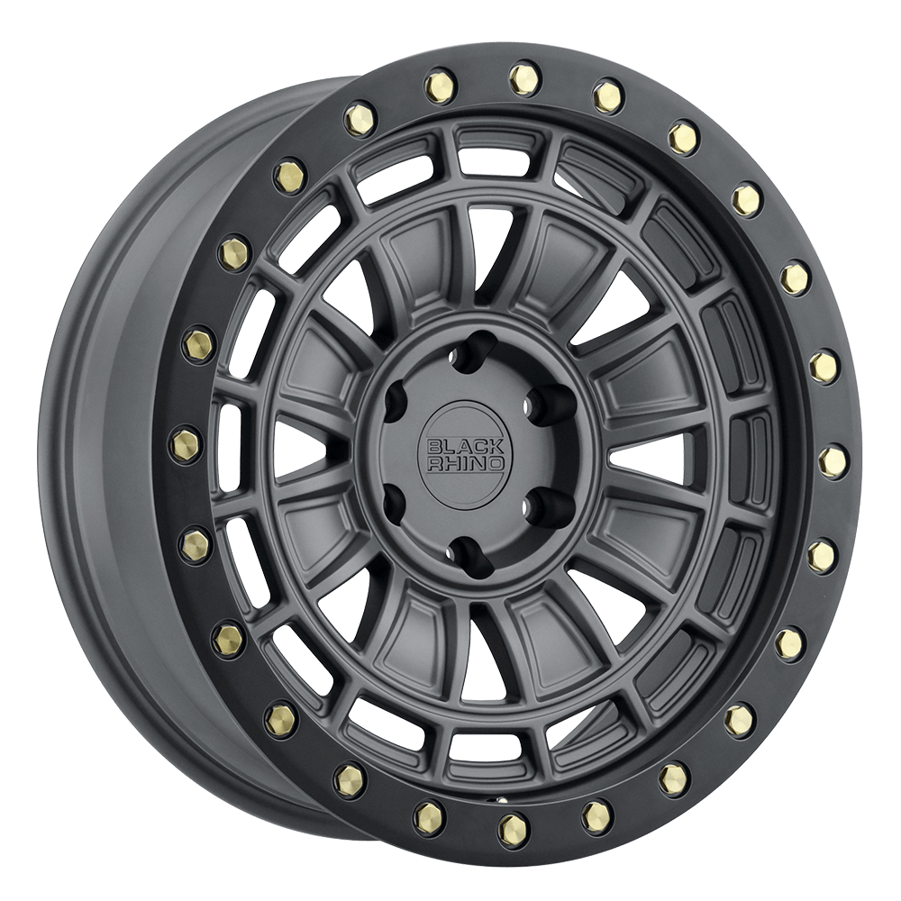 Black Rhino DALTON 18X9.5 MATTE GUNMETAL W/ BLACK LIP EDGE & BRASS BOLTS 6X5.5 - 1895DAL126140G12 Black Rhino DALTON 18X9.5 MATTE GUNMETAL W/ BLACK LIP EDGE & BRASS BOLTS 6X5.5 - 1895DAL126140G12