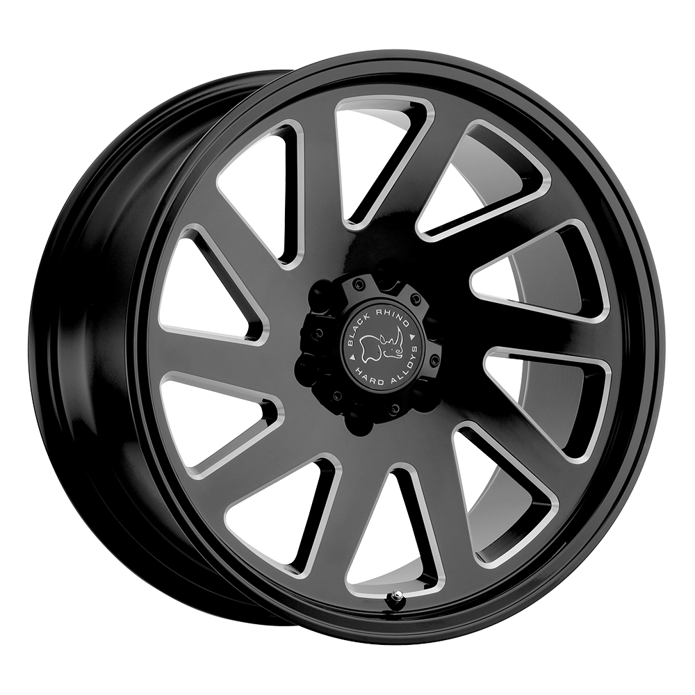 Black Rhino THRUST 22X12 GLOSS BLACK W/ MILLED SPOKES 8X180 - 2212THR-48180B25