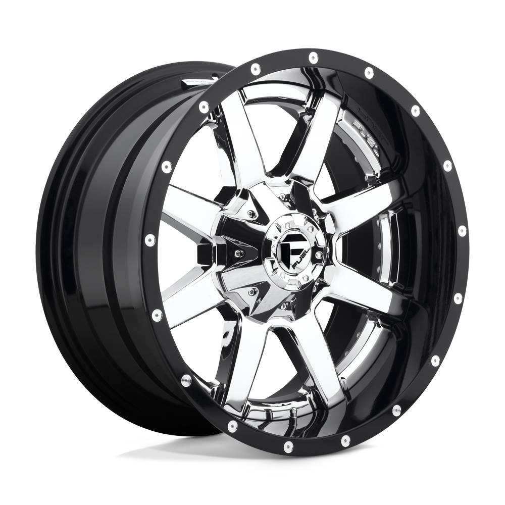 Fuel 2PC D260 MAVERICK 24X12 CHROME PLATED GLOSS BLACK LIP 8X170 - D26024201747