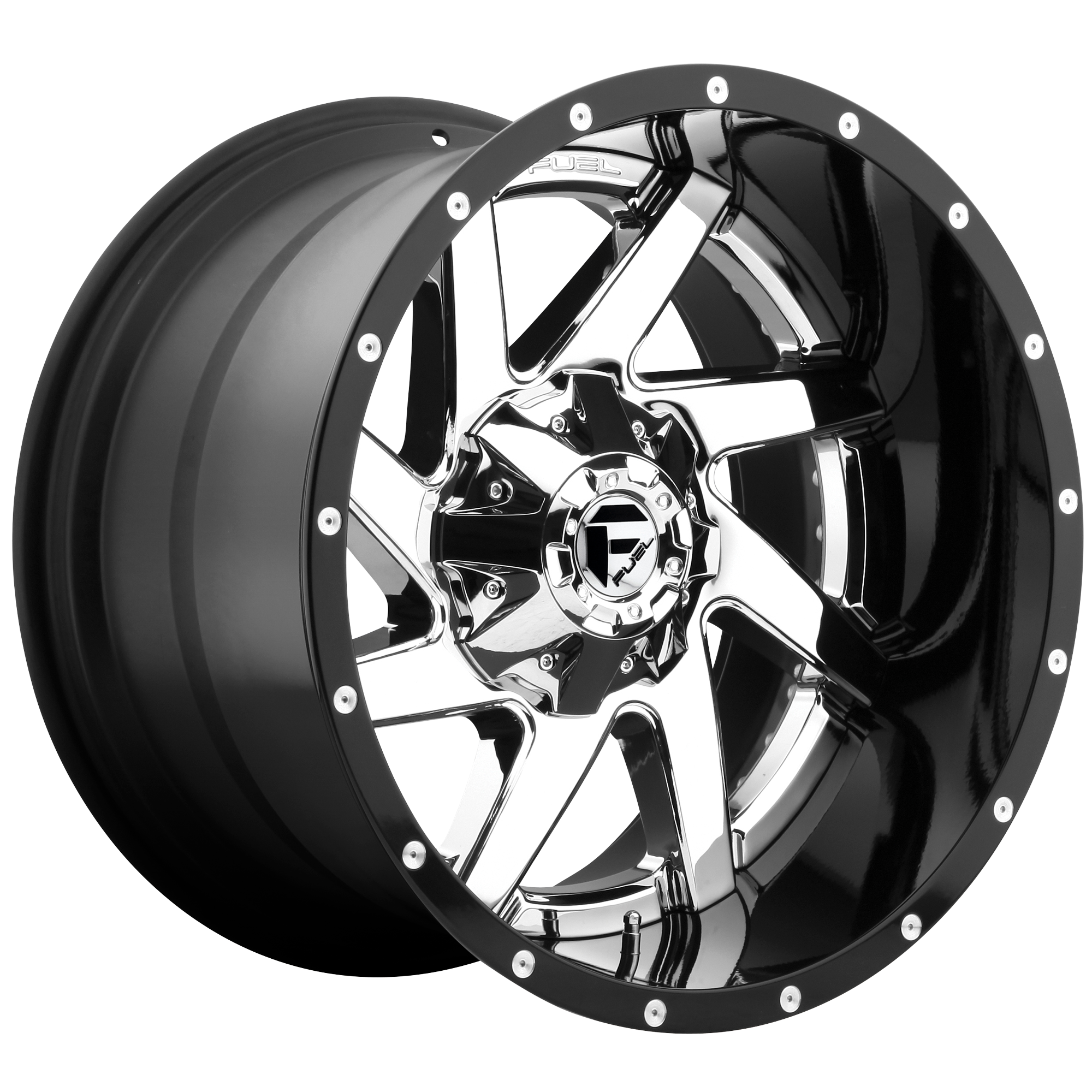 Fuel 2PC D263 RENEGADE 22X10 CHROME PLATED GLOSS BLACK LIP 8X6.5 - D26322008257