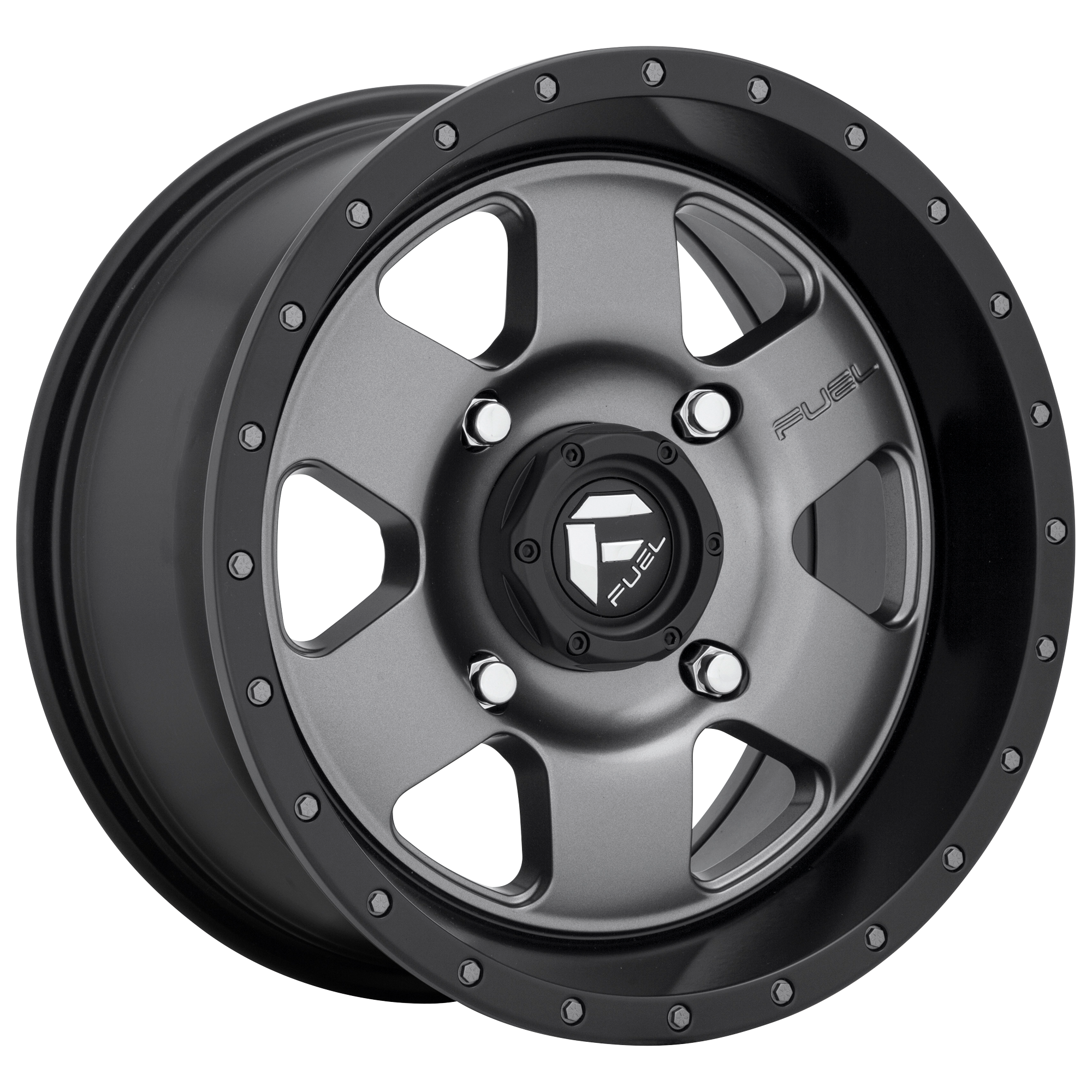 Fuel UTV D619 PODIUM 15X7 MATTE GUN METAL BLACK BEAD RING 4X156 - D6191570A544