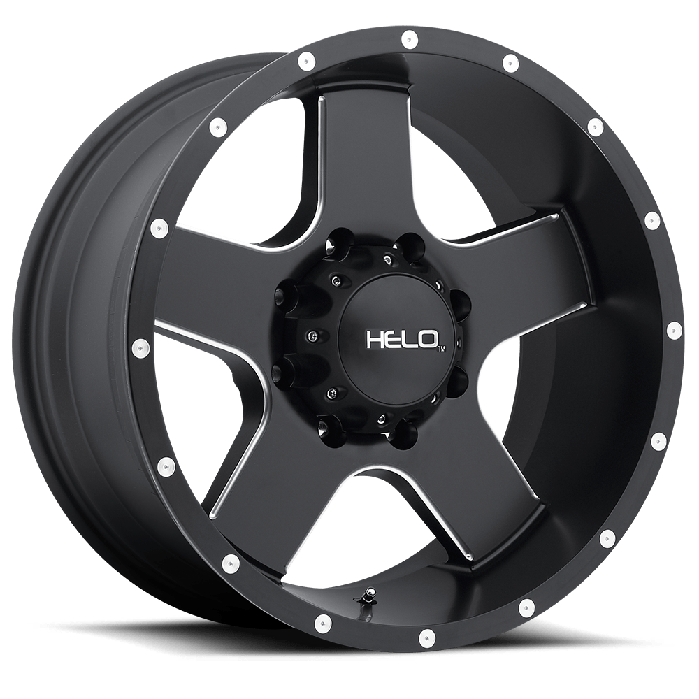 Helo HE886 18X9 SATIN BLACK WITH MILLED SPOKES AND FLANGE 5X5.5 - HE88689055718 Helo HE886 18X9 SATIN BLACK WITH MILLED SPOKES AND FLANGE 5X5.5 - HE88689055718