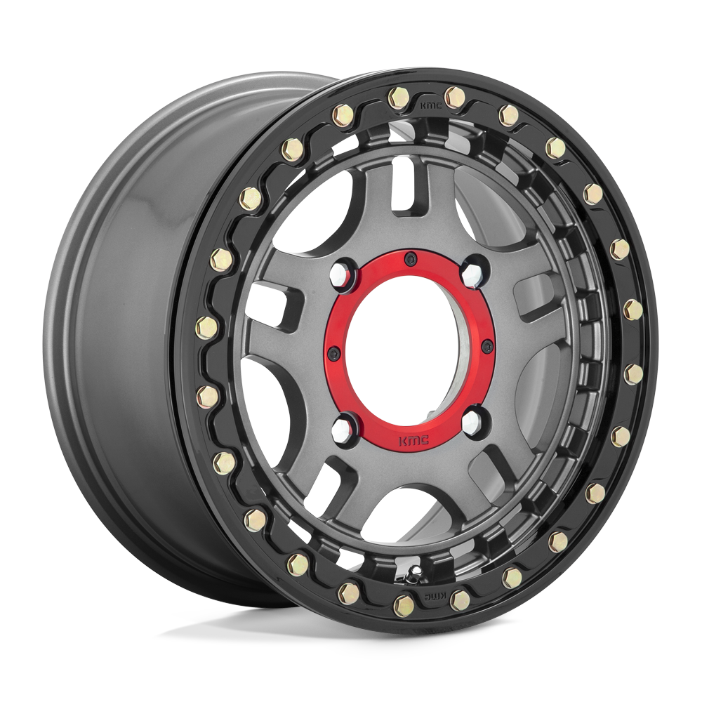 KMC Powersports KS240 RECON BEADLOCK 15X7 GUN METAL WITH GLOSS BLACK RING 4X156 - KS24057044438 KMC Powersports KS240 RECON BEADLOCK 15X7 GUN METAL WITH GLOSS BLACK RING 4X156 - KS24057044438