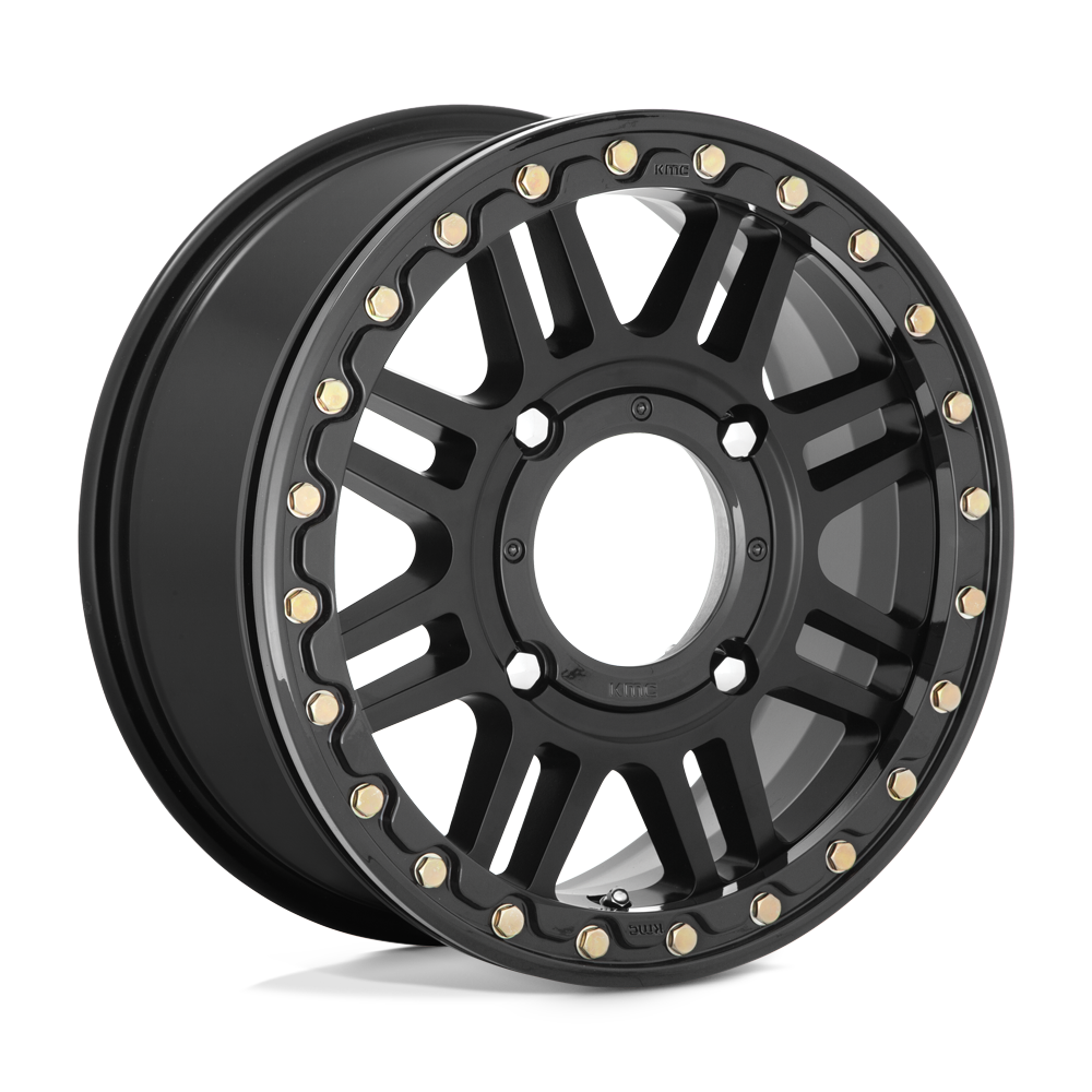 KMC Powersports KS250 CAGE BEADLOCK 15X10 SATIN BLACK WITH GLOSS BLACK RING 4X156 - KS25051044700