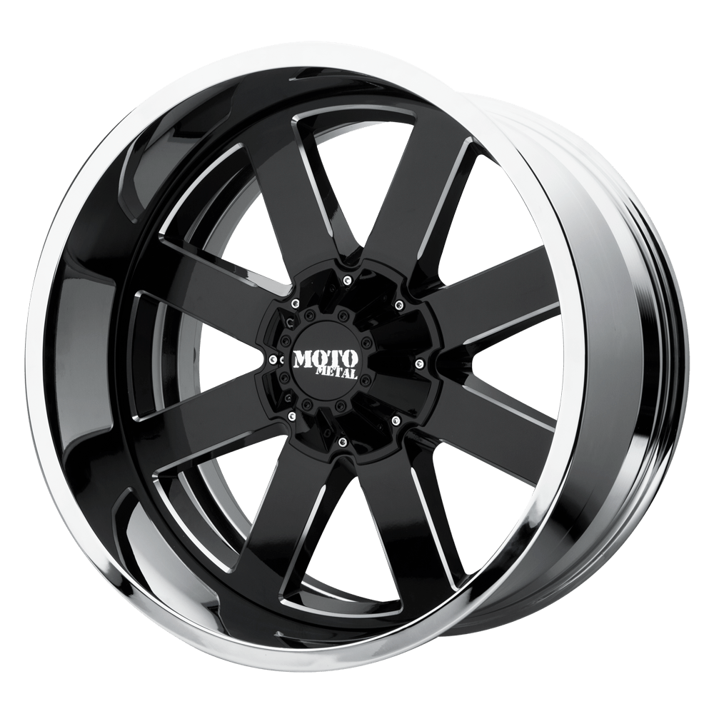 Moto Metal MO200 20X10 GLOSS BLACK MILLED CENTER CHROME LIP 6X5.5 - MO200-20106818NBC