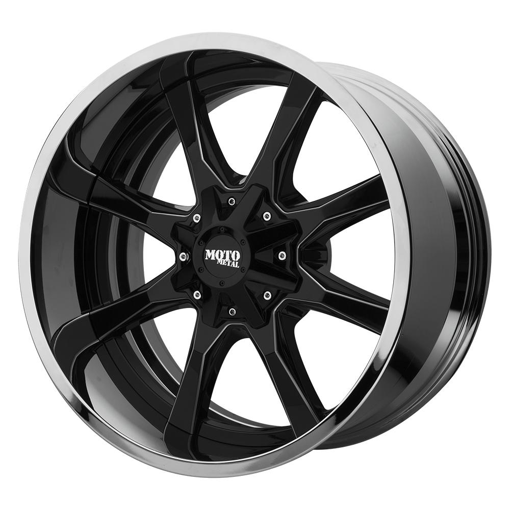 Moto Metal MO201 20X12 GLOSS BLACK MILLED CENTER CHROME LIP 6X135/5.5 - MO201-20126744NBC