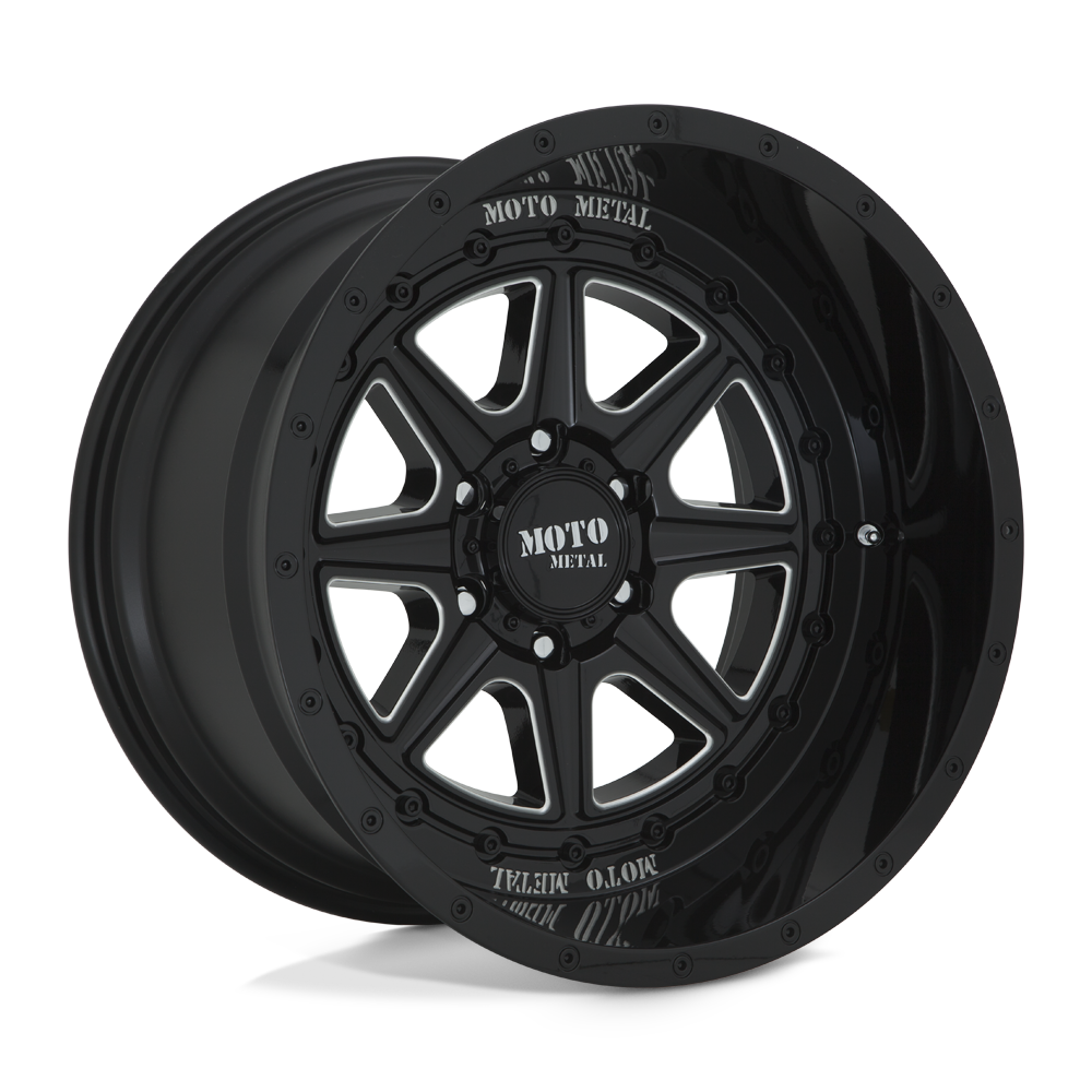 Moto Metal MO801 PHANTOM 22X12 GLOSS BLACK MILLED 8X170 - MO80122287344N