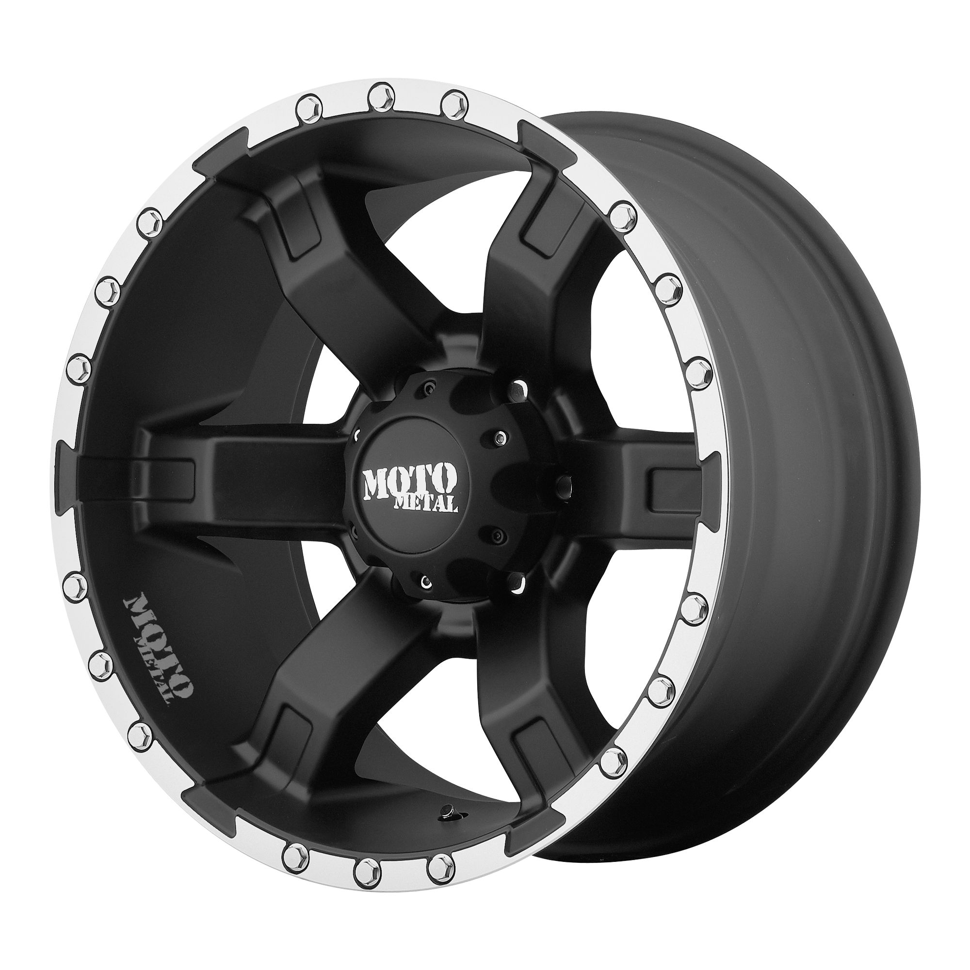 Moto Metal MO967 22X10 SATIN BLACK WITH MACHINED FLANGE 6X135 - MO96722063524N