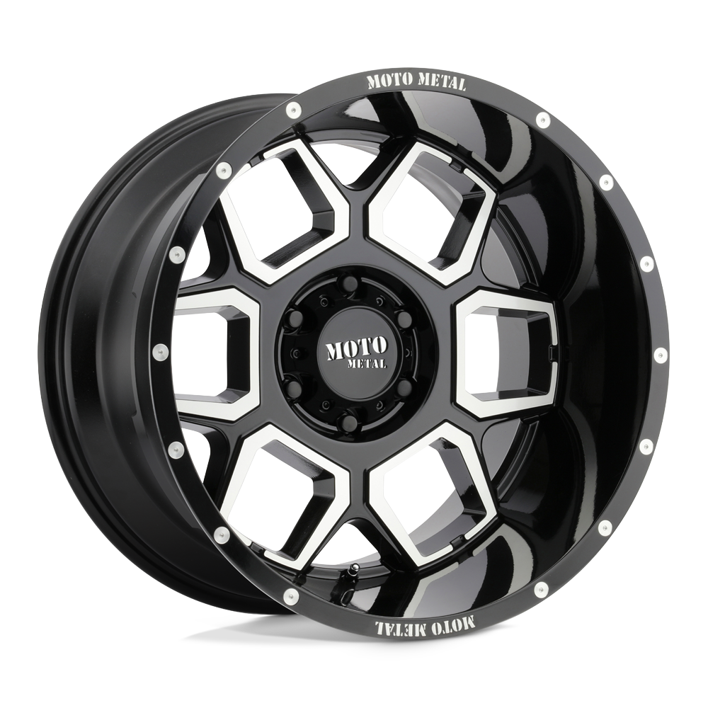 Moto Metal MO981 SPADE 22X12 GLOSS BLACK MACHINED 8X6.5 - MO98122280344N