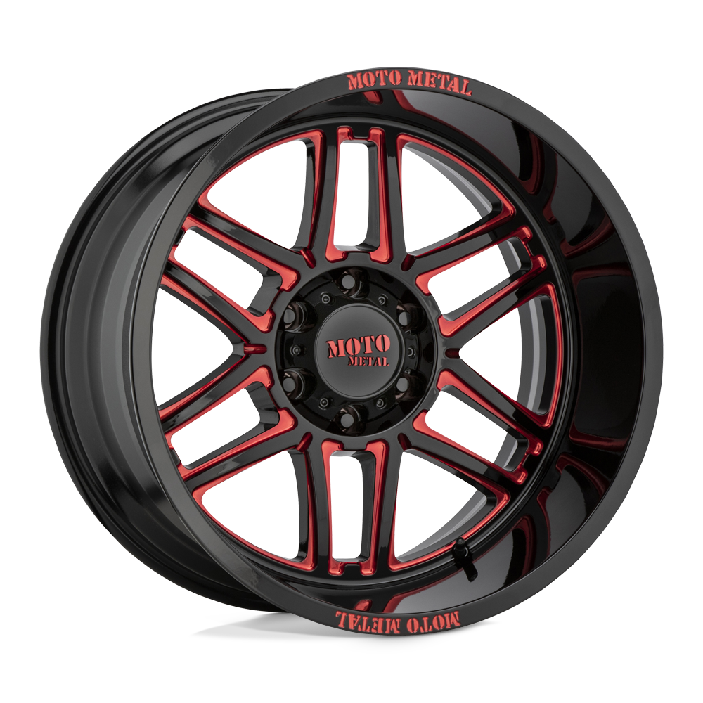 Moto Metal MO992 FOLSOM 20X10 GLOSS BLACK MILLED WITH RED TINT 6X5.5 - MO99221068918N