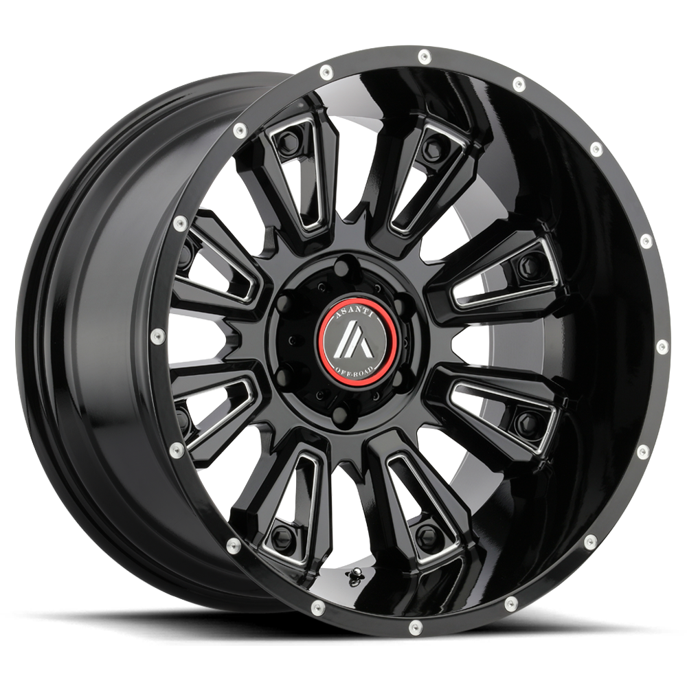Asanti Off Road AB808 BLACKHAWK 20X9 GLOSS BLACK MILLED 5X5.0 - AB808-20905018GB