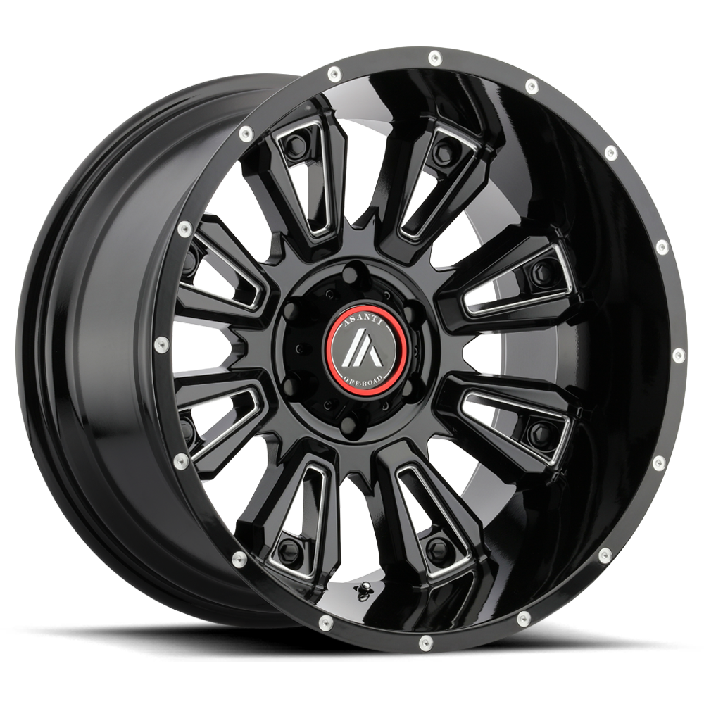 Asanti Off Road AB808 BLACKHAWK 22X12 GLOSS BLACK MILLED 8X6.5 - AB808-22128044NGB
