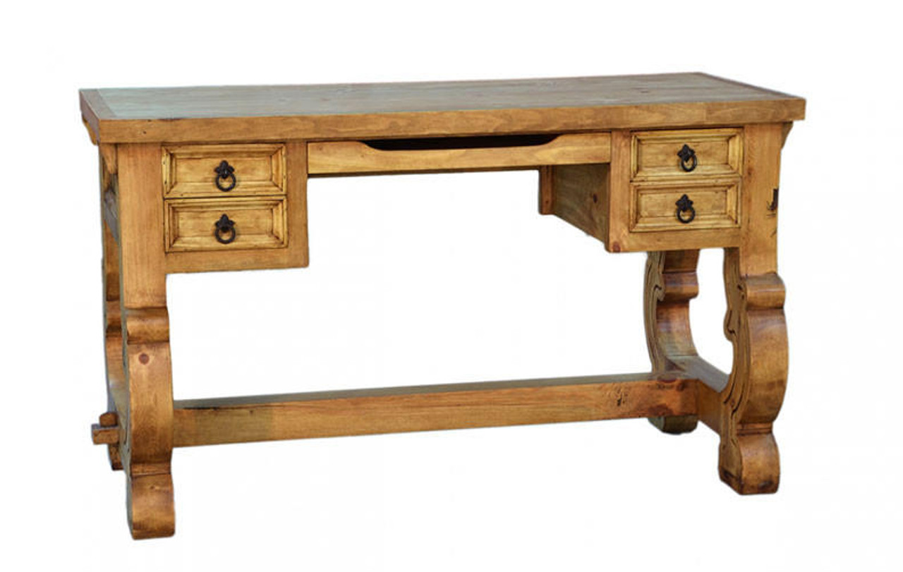47 Rustic Computer Writing Desk with Drawer Pine Wood Desk