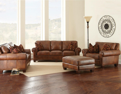 San Carlos Imports Santa Fe Leather Sofa Set 