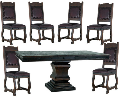  Granada Rustic Pedestal Dining Table Set 