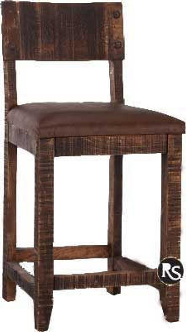  Old West Rustic Counter Stool With Back 