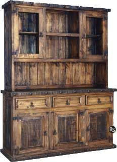  Old West Rustic China Cabinet 63" 