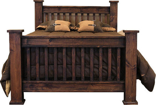 LMT Rustic Mission Bed Frame Dark Stain King 