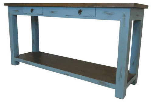 San Carlos Imports Corona Wood Turquoise Console Table 