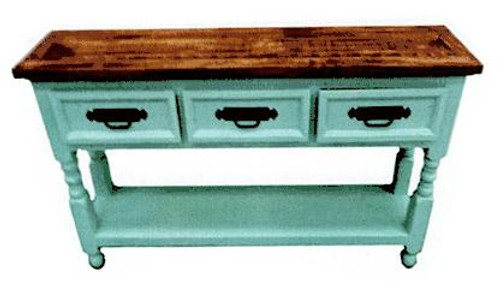 Turquoise Sofa Table 60"L