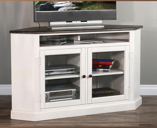 SD White Corner TV Stand 