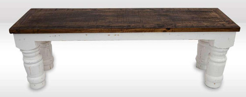  Saltillo Rustic Distressed White Bench 57" 