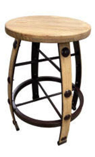 DRF Barrel Rustic Counter Stool W/ Iron & Nails 