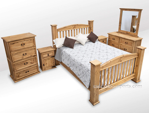 Saltillo Rustic Collection Saltillo Mission Rustic King Size Bedroom Set 8 PC 