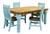 LMT Corona Turquoise Dining Table Set W/ 6 Chairs 